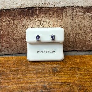 Sterling Silver 925 Purple Tanzanite Stud Earrings